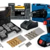 Parafusadeira E Furadeira De Impacto Bosch A Bateria 18v Maleta - Gsb 183-li Com Kit Brocas Buchas E Bits 300 Peças